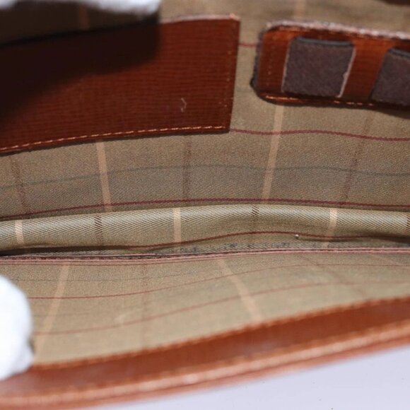 Burberrys Clutch Bag Leather Brown Auth - Picture 12 of 16